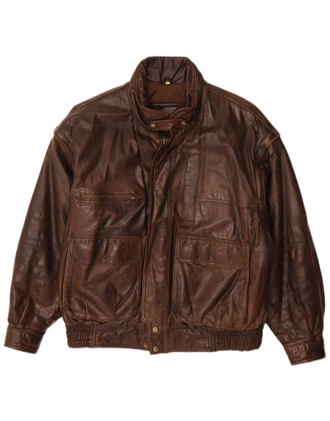 M. Flues Herre Loose Fit Læderjakke UK 38 Medium Brun Læder