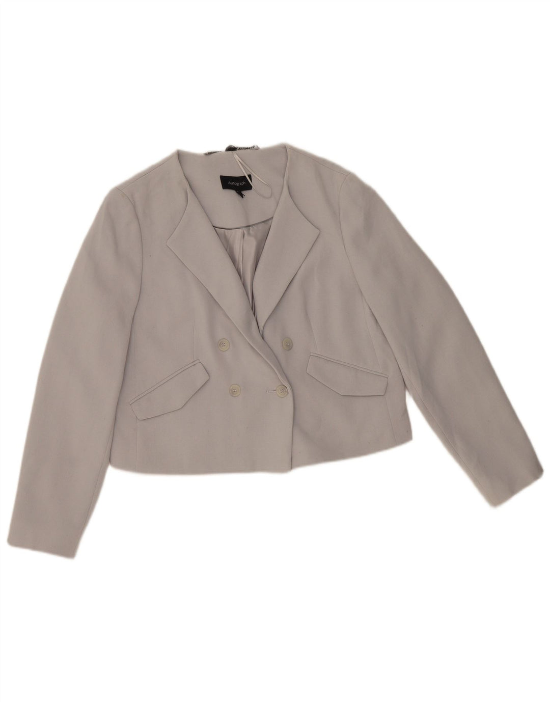 Marks & Spencer Dame Crop Double Breasted Blazer Jacket UK 12 Medium Grey