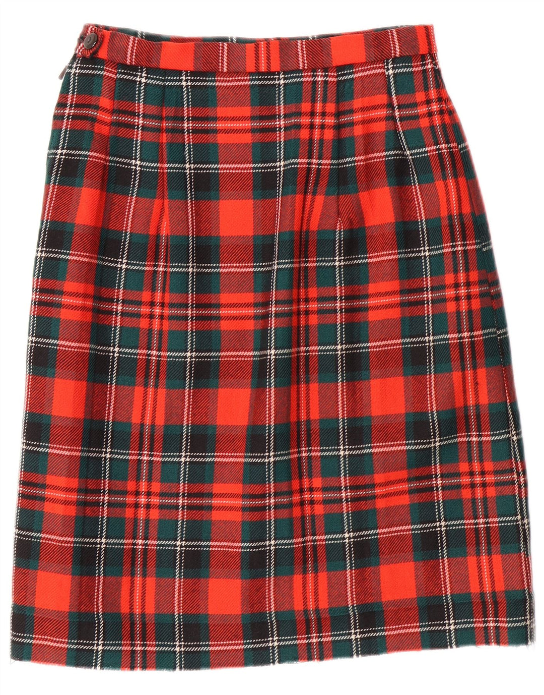 VINTAGE Dame 2-delt nederdel sæt EU 42 Large W28 L23 rød ternet uld