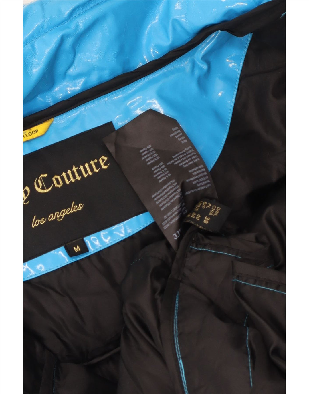 Juicy Couture Dame Oversized Polstret Frakke UK 14 Medium Blue Polyurethane