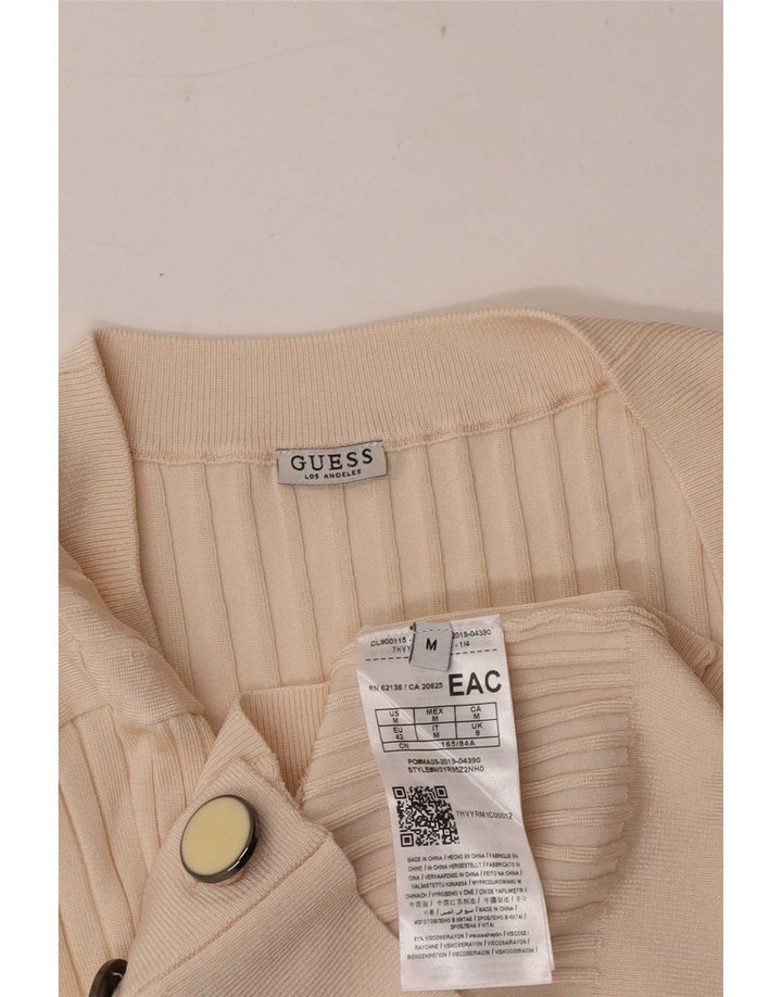 Guess Womens Longline Cardigan Sweater UK 8 Small Beige Viscose