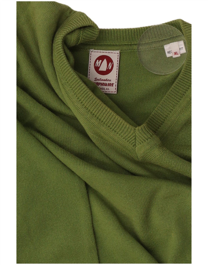 Murphy & Nye Herre Sailmakers Regular Fit V-hals sweater XL Grøn