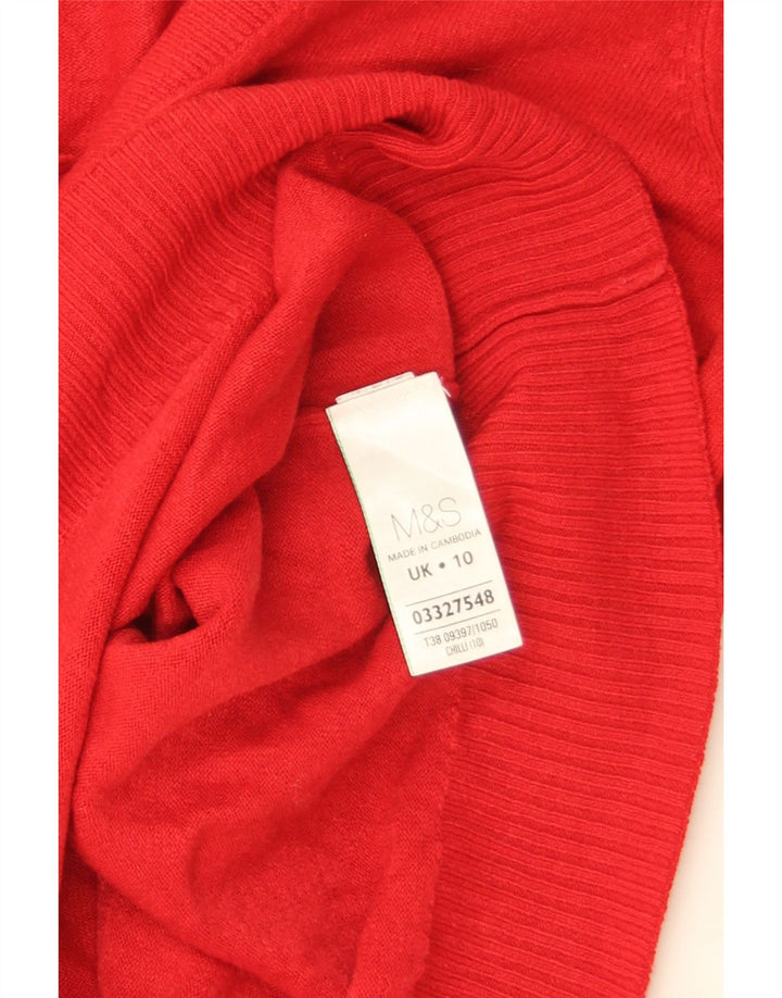 Marks & Spencer Dame V-hals sweater UK 10 Lille rød akryl