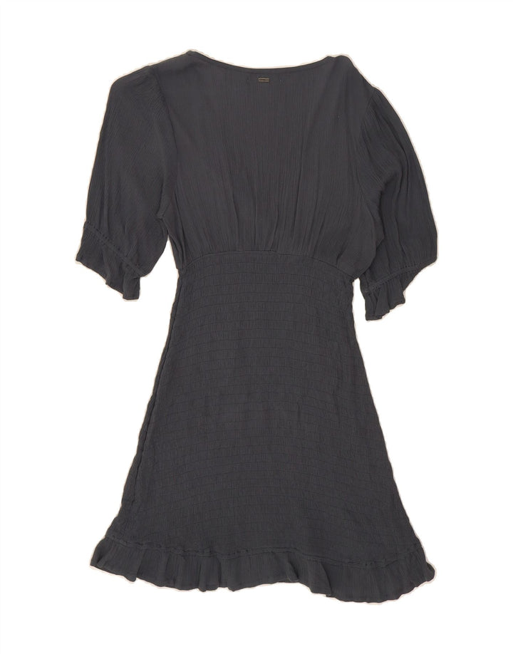 O'NEILL Womens A-Line Dress UK 12 Medium Grey Viscose Vintage O'Neill and Second-Hand O'Neill from Messina Hembry 