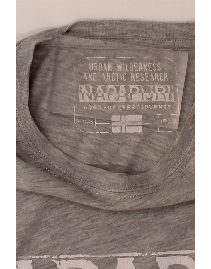 NAPAPIJRI Mens Graphic T-Shirt Top XL Grey Vintage Napapijri and Second-Hand Napapijri from Messina Hembry 