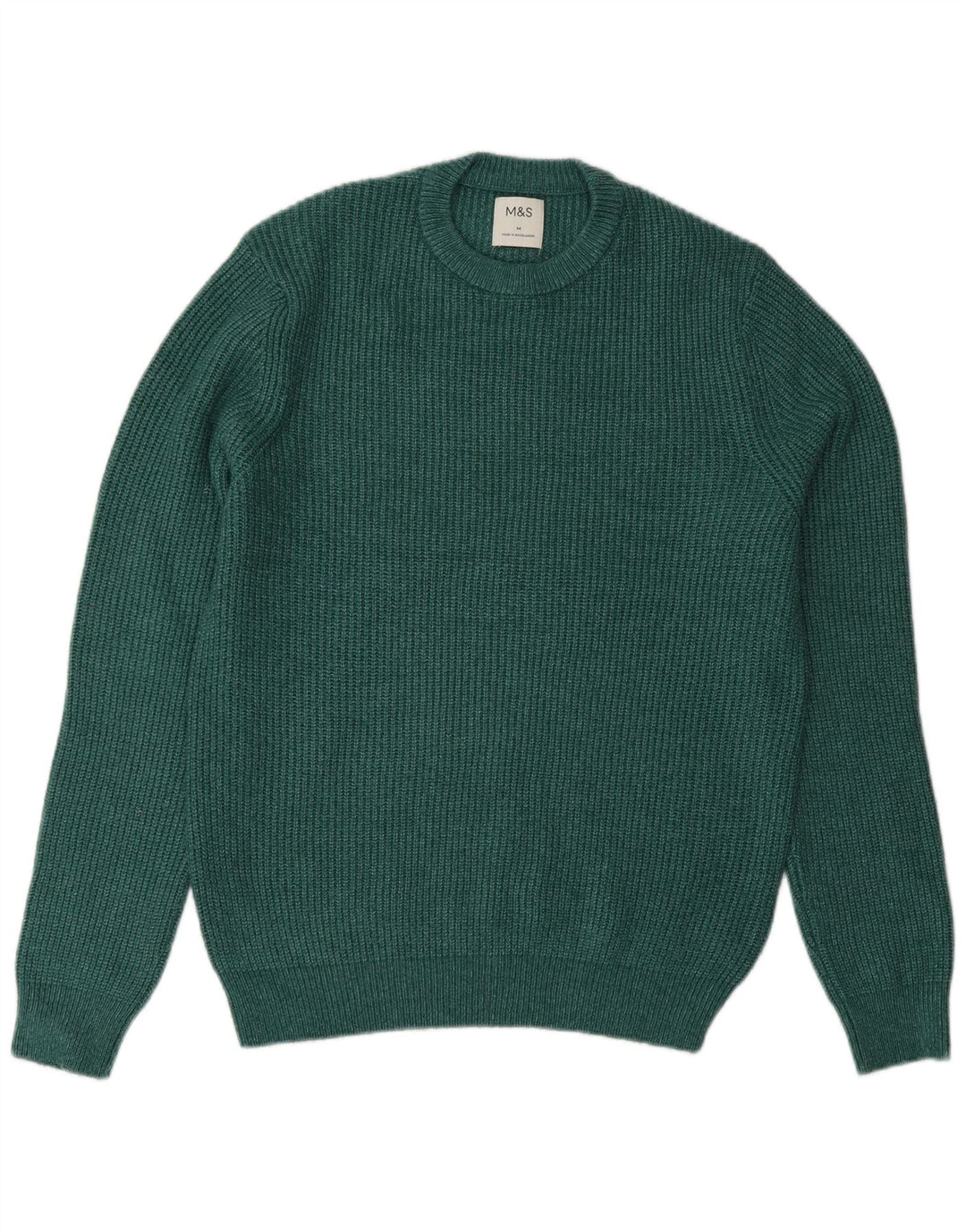 Marks & Spencer Herre sweater med rund hals, mellemgrøn polyester