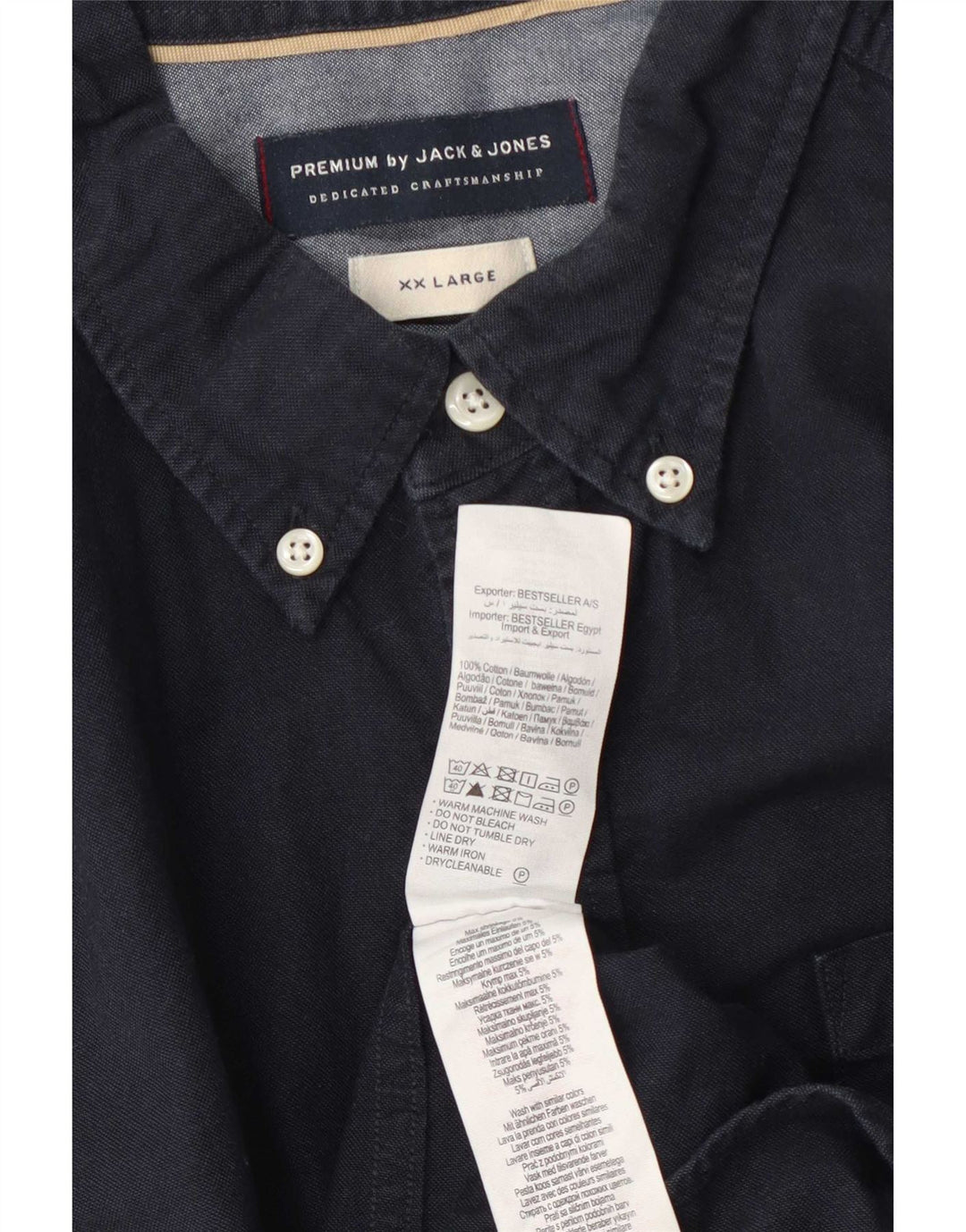 Jack & Jones herreskjorte 2XL marineblå bomuld