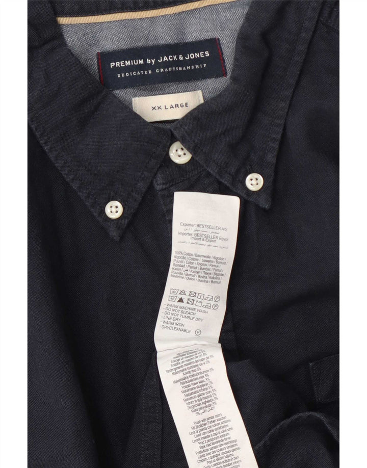 Jack & Jones herreskjorte 2XL marineblå bomuld