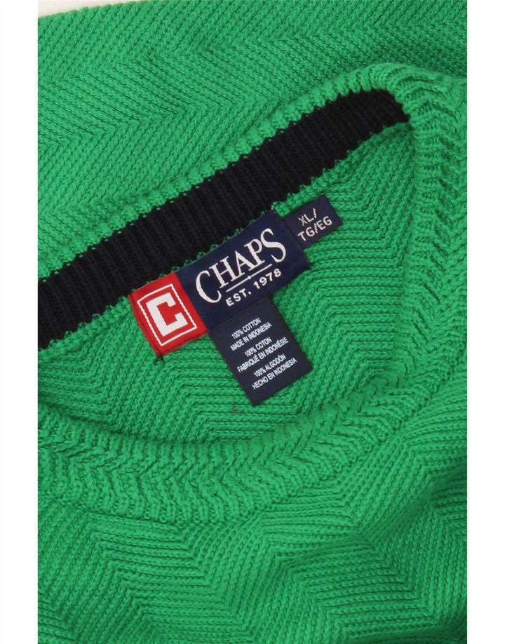 Chaps Herre Crew Neck Jumper Sweater XL Grøn sildebensbomuld