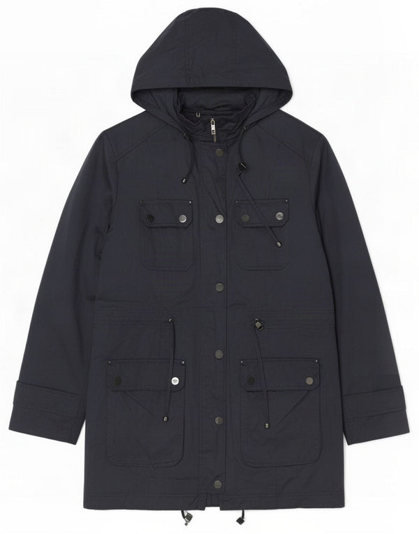 Marks & Spencer Womens Autograph Hooded Parka Jacket UK 10 Small Navy Blue