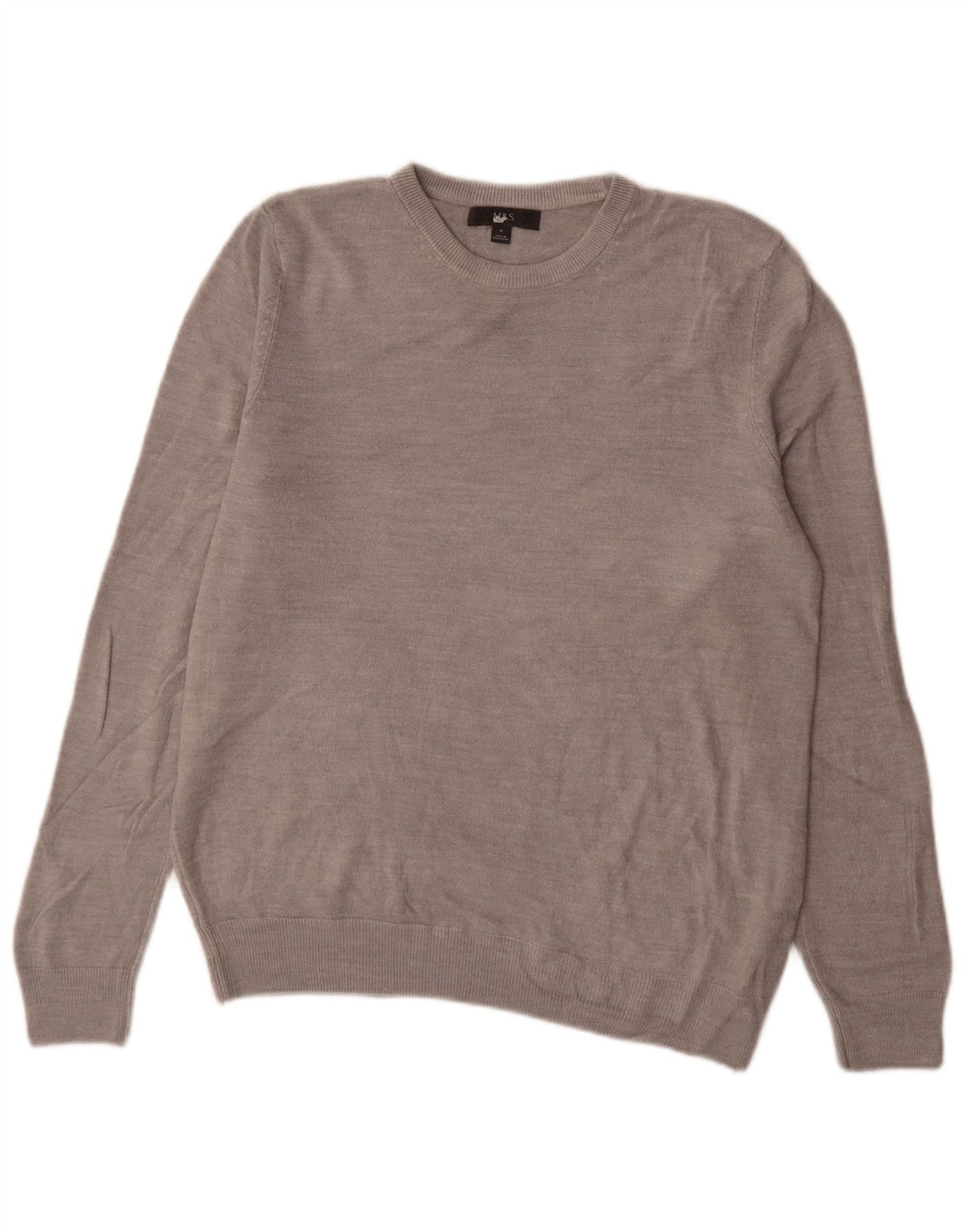 Marks & Spencer Herre sweater med rund hals, mellemgrå akryl