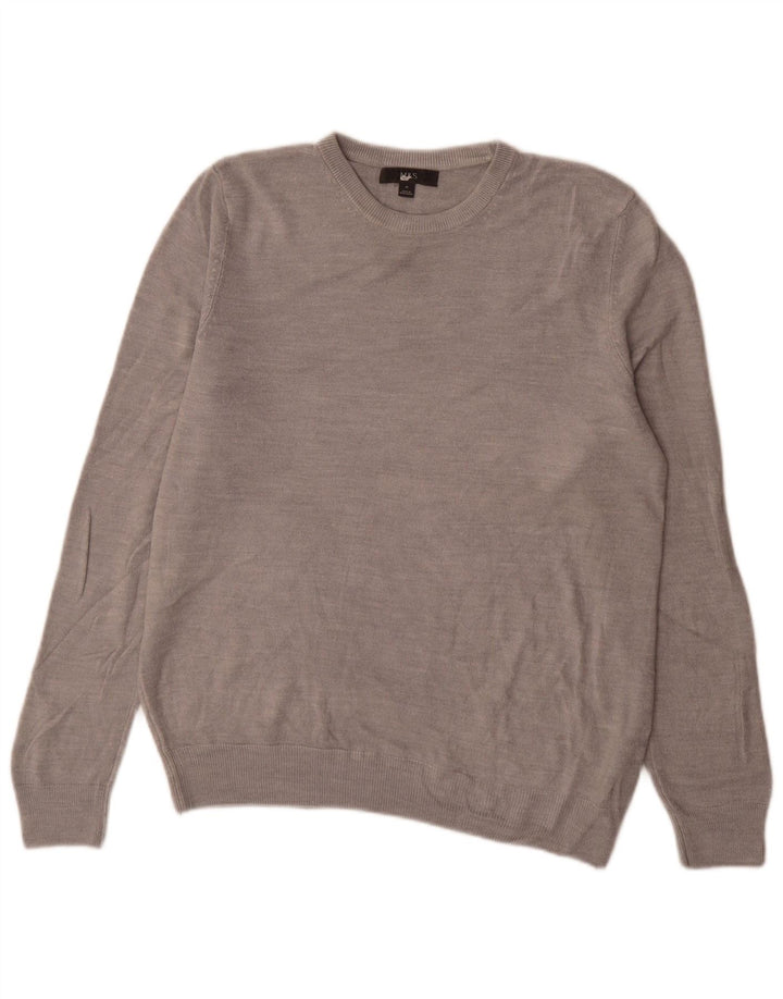 Marks & Spencer Herre sweater med rund hals, mellemgrå akryl