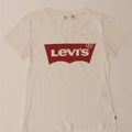 LEVI'S Womens Graphic T-Shirt Top UK 10 Small White Vintage Levi's and Second-Hand Levi's from Messina Hembry 
