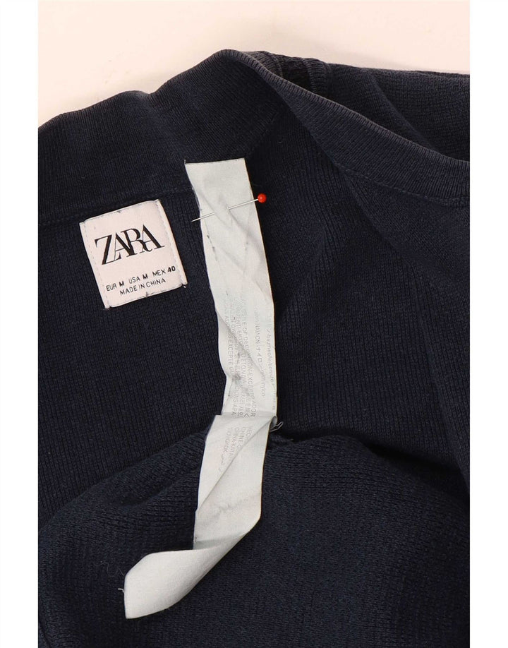 Zara herre cardigan sweater Medium marineblå nålestribet