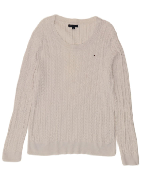 Tommy Hilfiger Dame Boat Neck Jumper Sweater UK 18 XL Hvid Bomuld