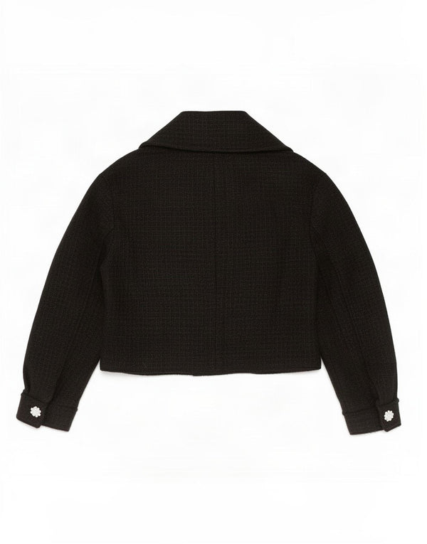 Zara Womens Crop 3-knaps blazerjakke UK 6 XS Sort akryl