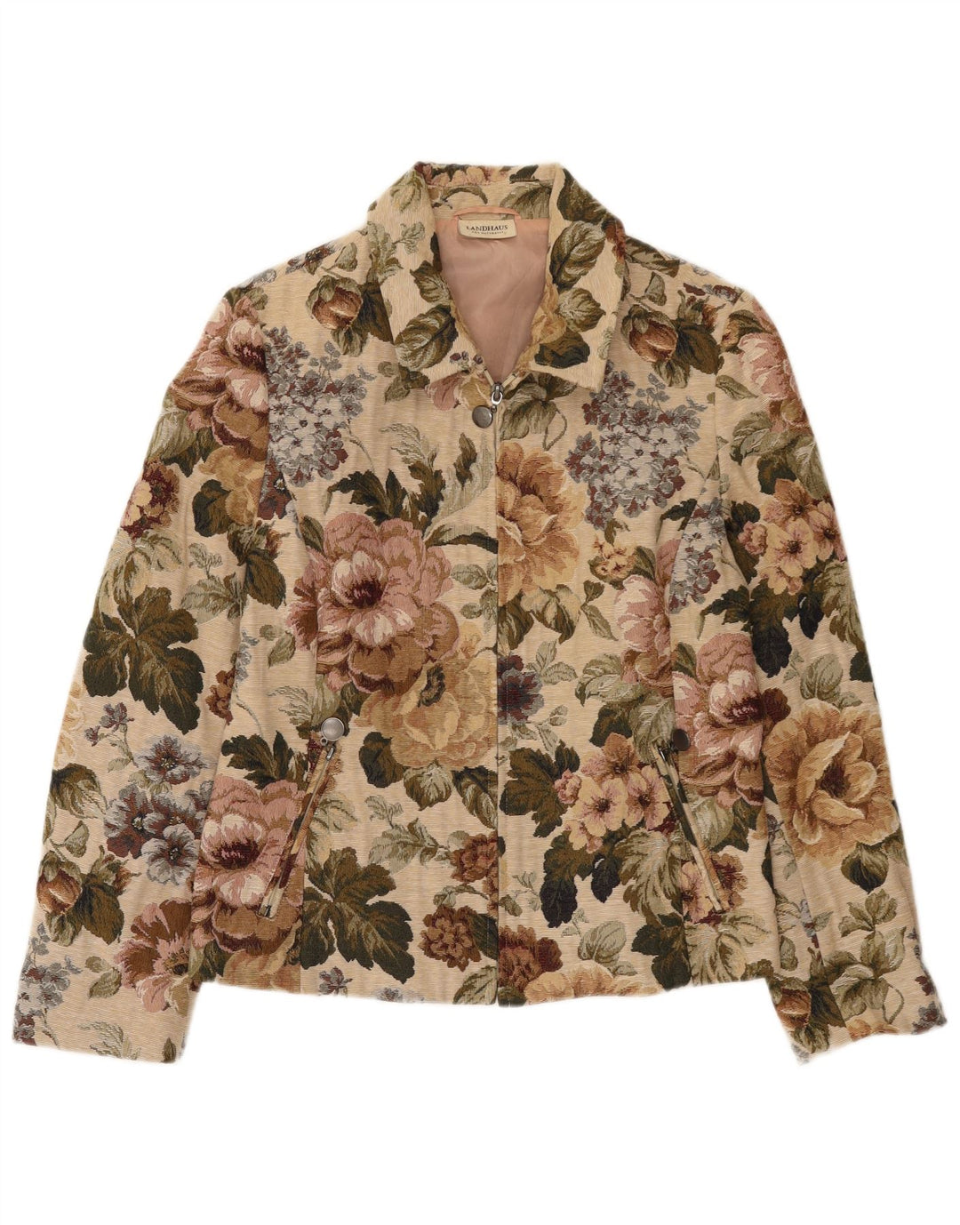 Landhaus Dame Blazer Jakke EU 40 Medium Beige Floral Polyester