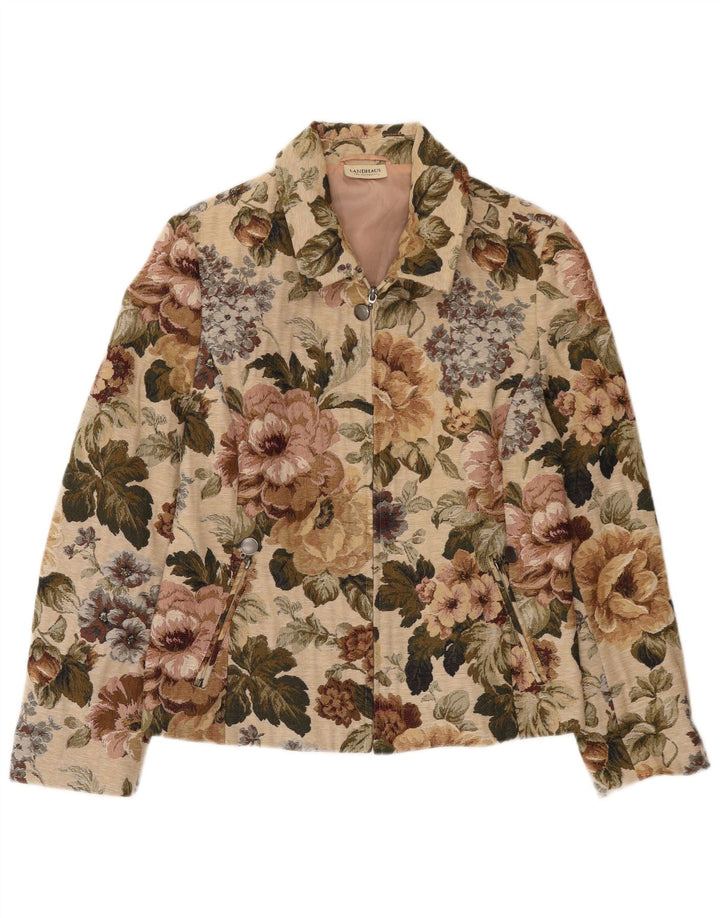 Landhaus Dame Blazer Jakke EU 40 Medium Beige Floral Polyester