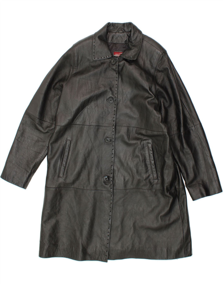 VINTAGE Womens Oversized Leather Coat IT 44 Medium Black Leather Vintage Vintage and Second-Hand Vintage from Messina Hembry 