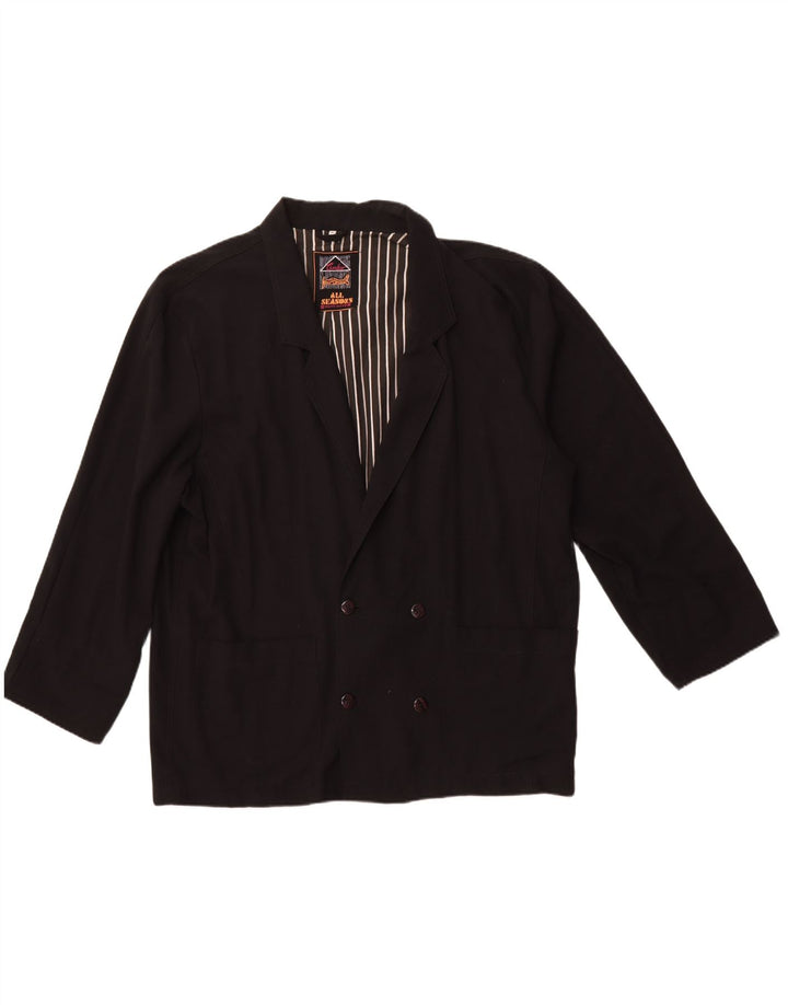 VINTAGE Dobbeltradet blazerjakke til mænd UK 42 XL Sort polyester