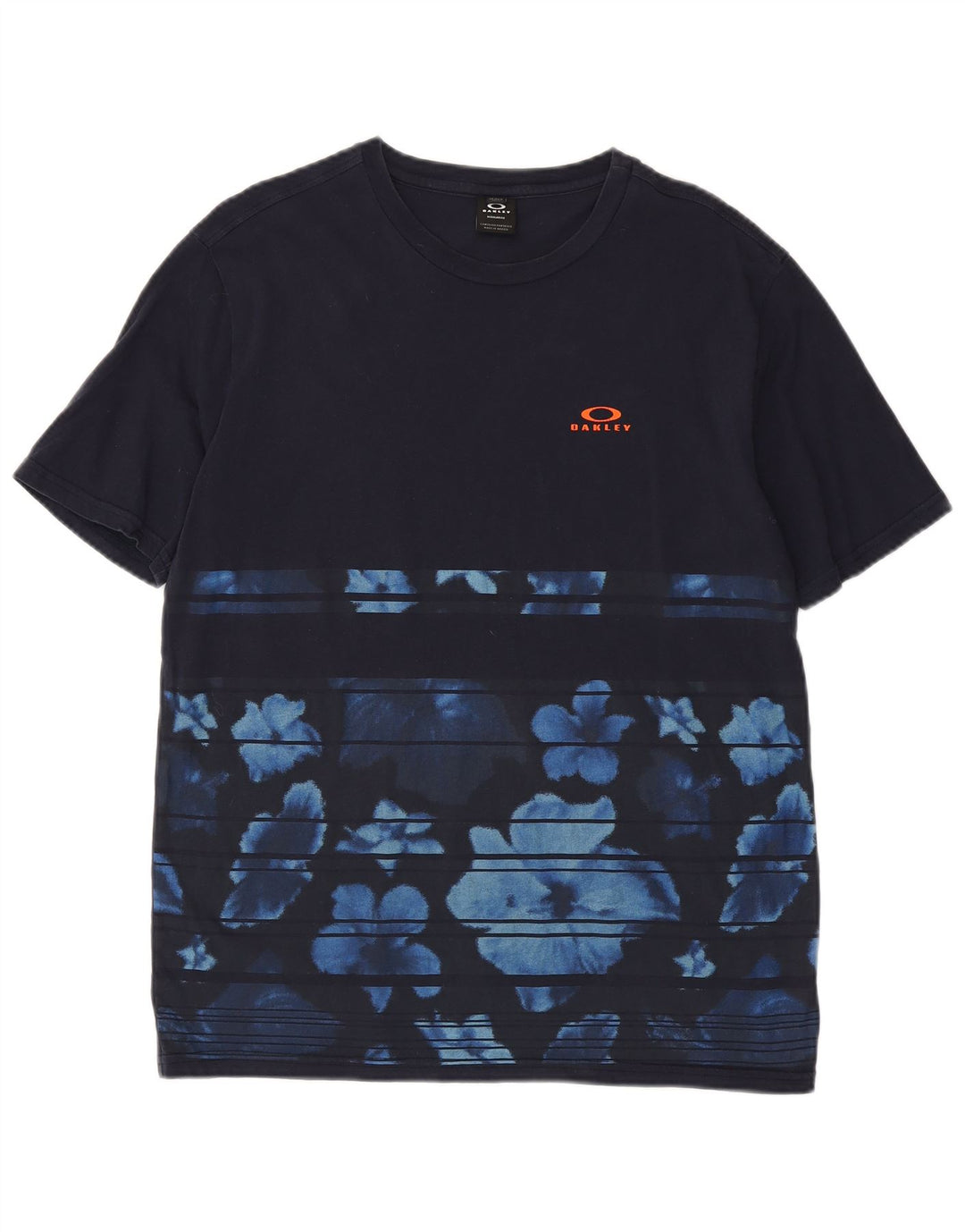 Oakley Herre Regular Fit T-Shirt Top Medium Navy Blue Floral