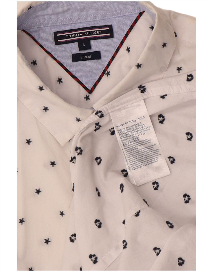 Tommy Hilfiger Dameskjorte US 8 Medium Hvid Plettet Bomuld