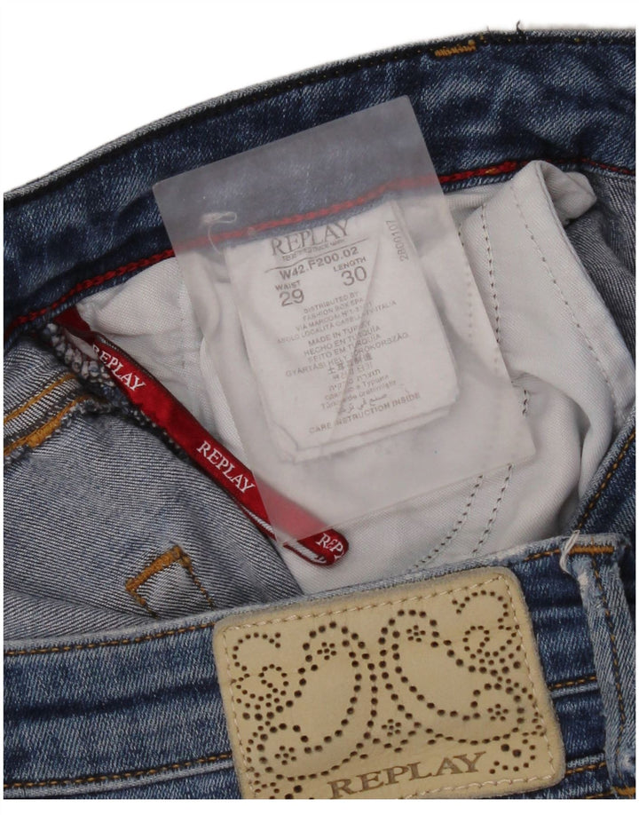 Replay Dame Slim Jeans W29 L30 Blå Bomuld