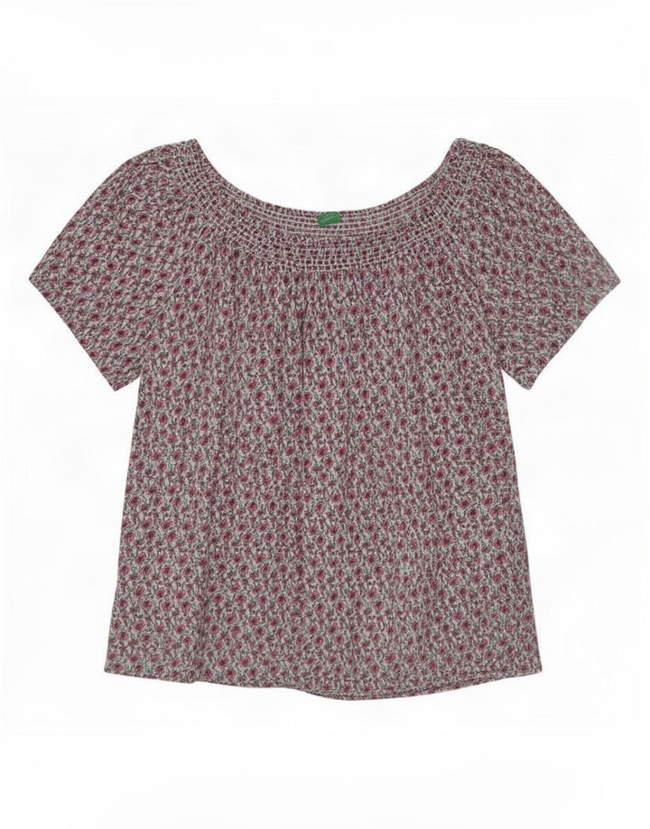 Benetton Damebluse Top UK 16 Large Multicolored Floral