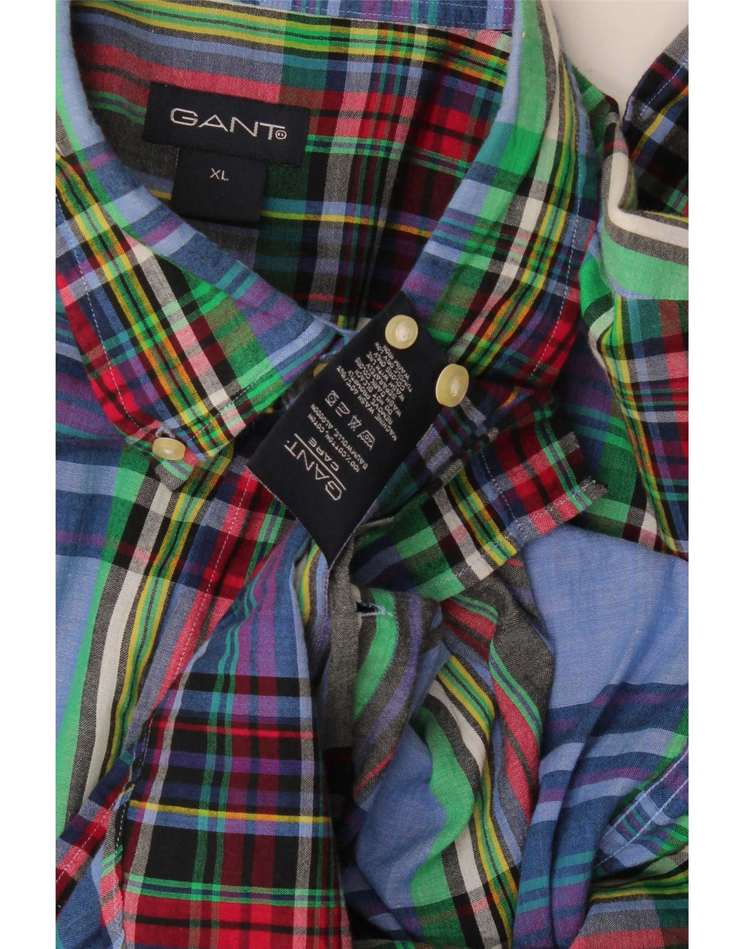Gant herreskjorte XL flerfarvet plaid bomuld
