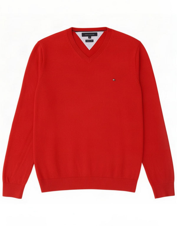 Tommy Hilfiger Herre V-hals sweater Medium Rød Bomuld