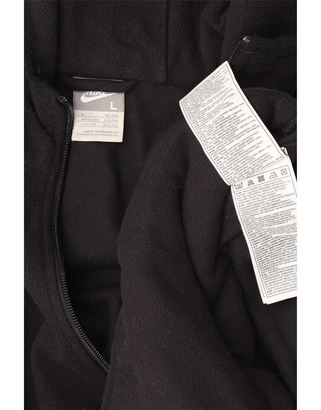Nike Fleecejakke med hætte til mænd UK 42/44 Large Black Colourblock Polyester