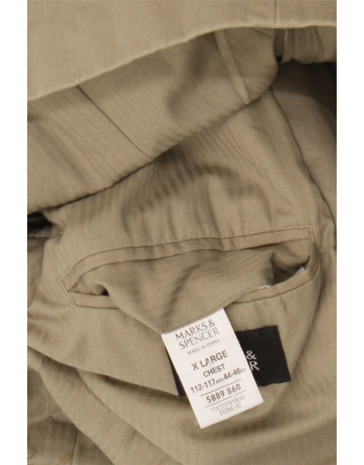Marks & Spencer Herre 3-knaps blazerjakke UK 44 XL Khaki Bomuld