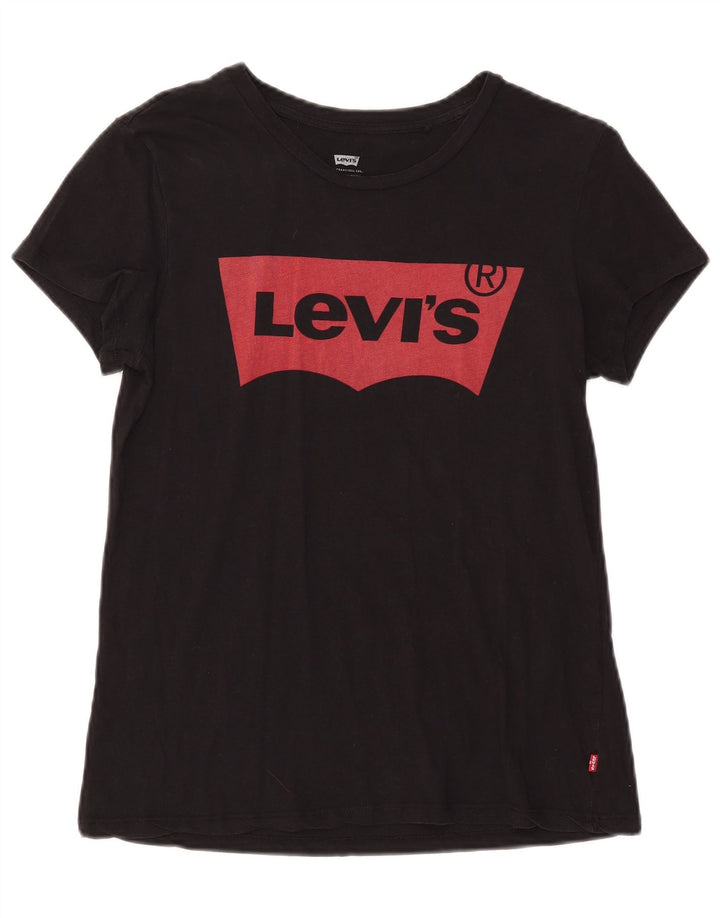 Levi's Dame Grafisk T-Shirt Top UK 14 Medium Sort