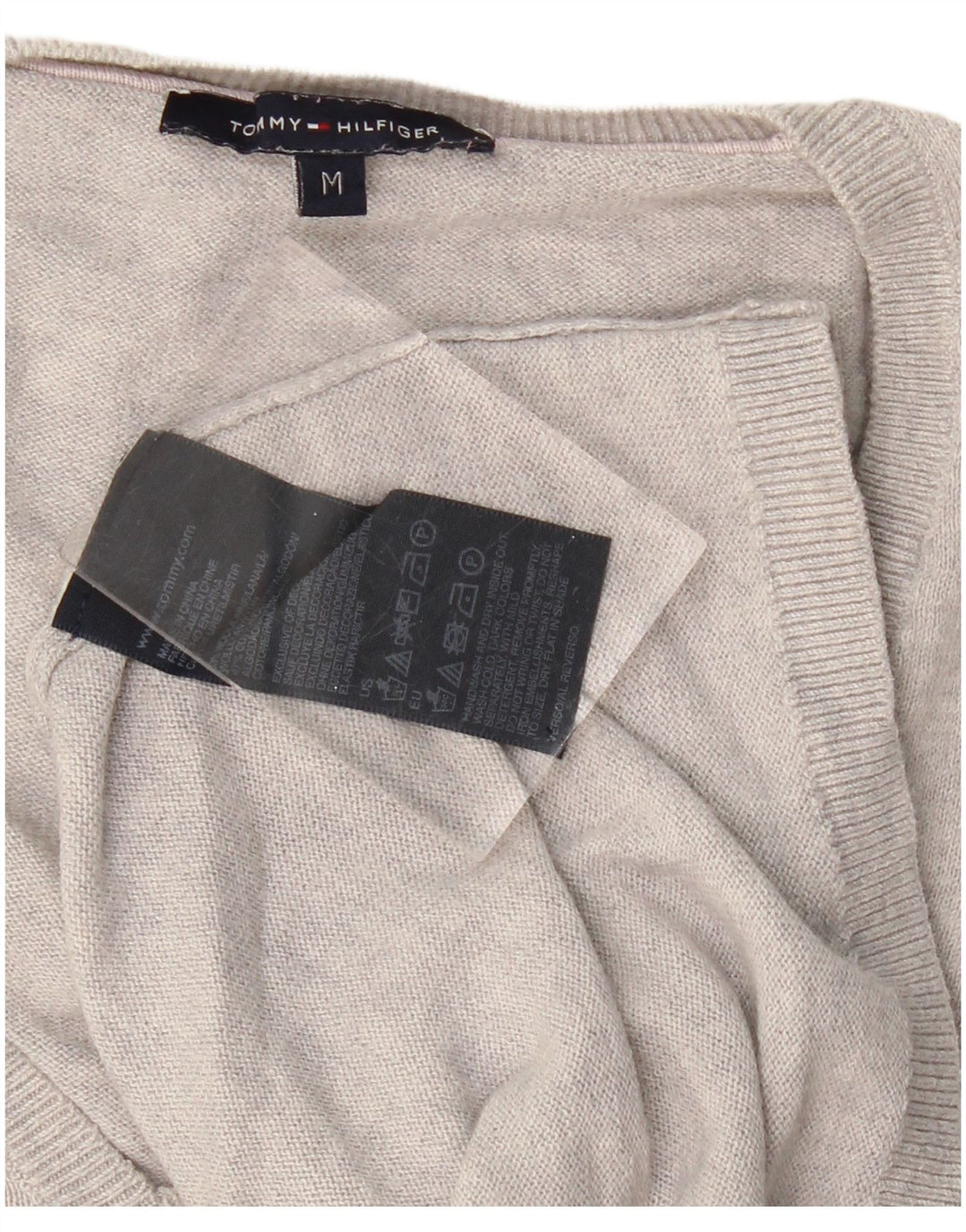 Tommy Hilfiger Dame V-hals sweater UK 12 Medium Grå Uld