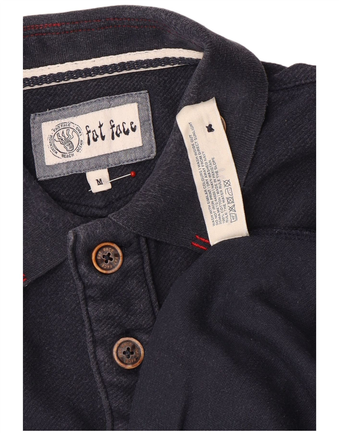 Fedt ansigt herre langærmet poloshirt Medium marineblå bomuld