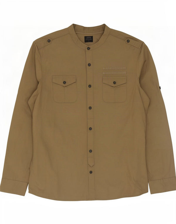 Vintage herre militærskjorte stor beige bomuld