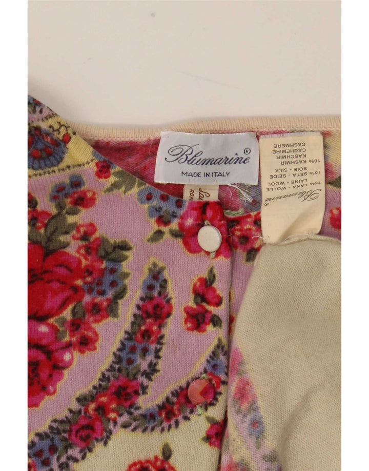 Blumarine dame cardigan sweater IT 46 Stor flerfarvet blomsteruld