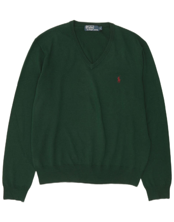Polo Ralph Lauren Herre V-hals sweater Stor Grøn Merinould