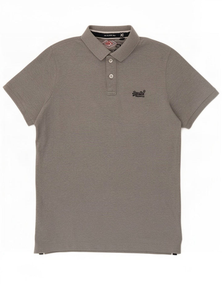 Superdry herre poloshirt XL grå bomuld