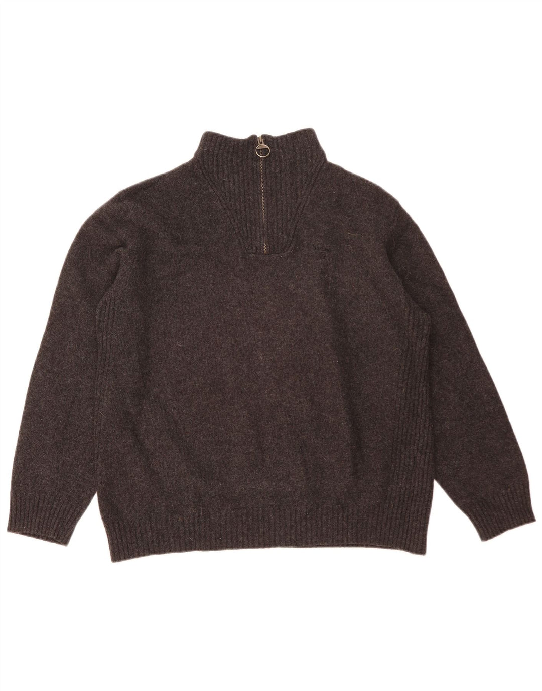 Barbour Dame Zip Neck Jumper Sweater UK 20 2XL Grå Uld