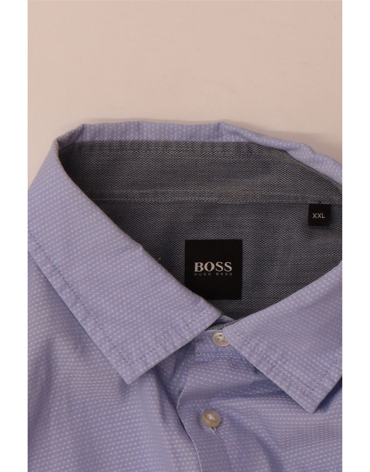 Hugo Boss herreskjorte 2XL blå plettet bomuld