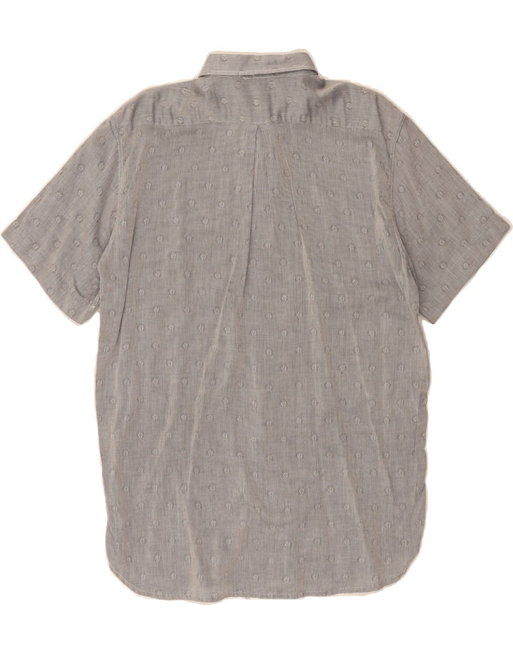 VINTAGE Mens Short Sleeve Shirt Large Grey Floral Cotton Vintage Vintage and Second-Hand Vintage from Messina Hembry 