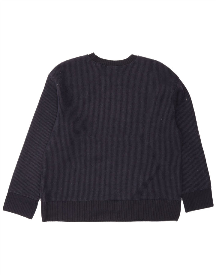 Zara Herre sweater med rund hals, lille marineblå viskose