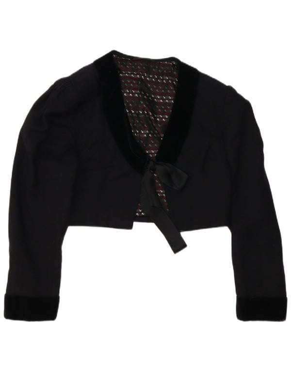 Vintage Dame Crop Bolero Jacket UK 14 Medium Black