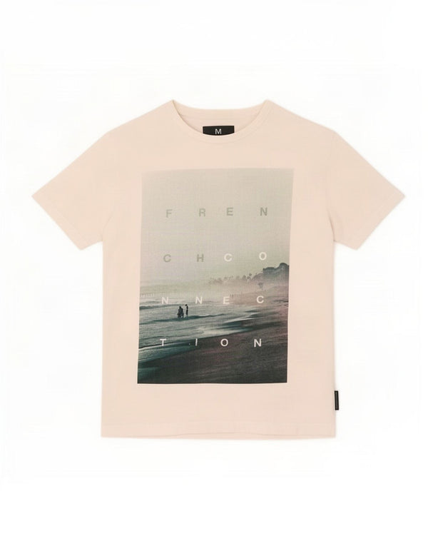 French Connection Herre Grafisk T-Shirt Top XL Hvid Bomuld
