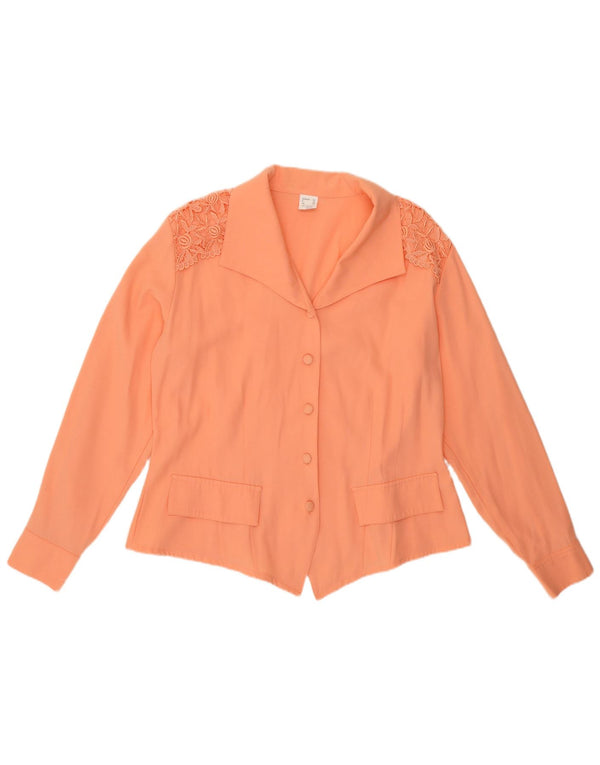 VINTAGE Womens Shirt Blouse IT 48 XL Orange Viscose