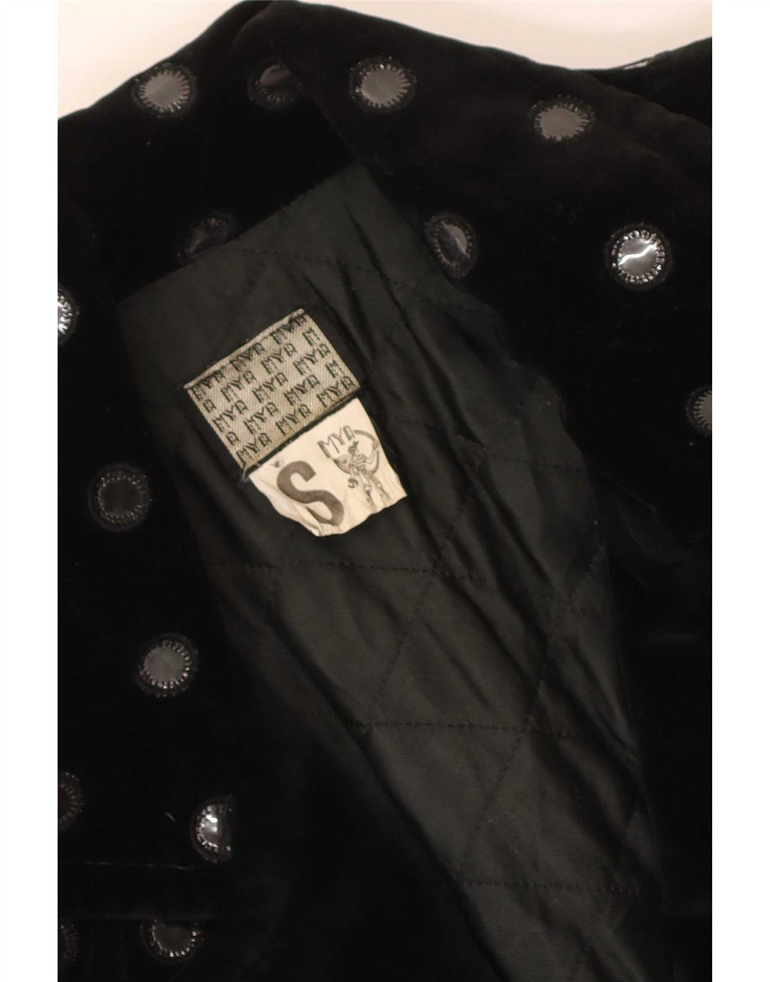 Vintage Kvinders Oversized Velvet Bomber Jacket UK 10 Small Black Polka Dot