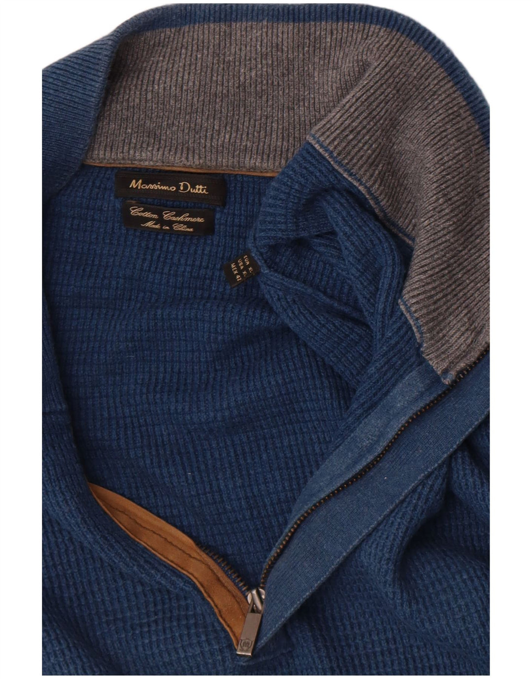Massimo Dutti Herre Zip Neck Jumper Sweater XL Blå