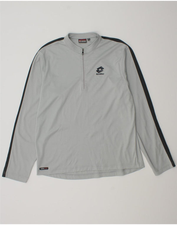 Lotto Herre Zip Neck Pullover Træningsdragt Top Medium Grey Colourblock