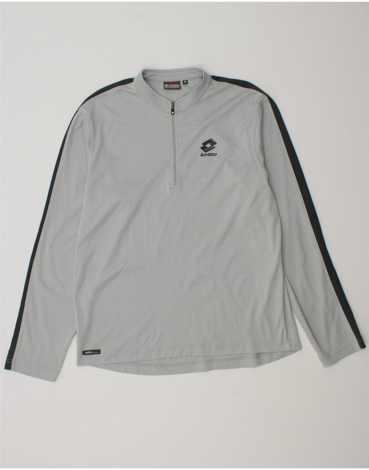 Lotto Herre Zip Neck Pullover Træningsdragt Top Medium Grey Colourblock